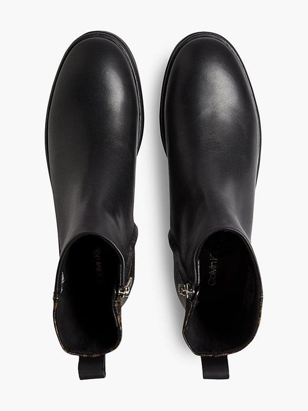 Black Calvin Klein Leather Heeled Ankle Women Boots | JZXO-63421