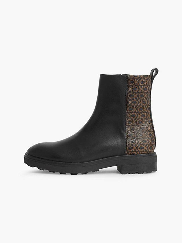 Black Calvin Klein Leather Heeled Ankle Women Boots | JZXO-63421