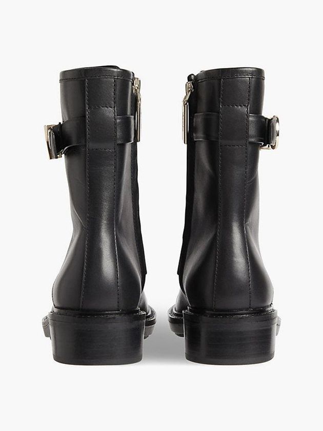 Black Calvin Klein Leather Heeled Women Boots | ZPQL-30259