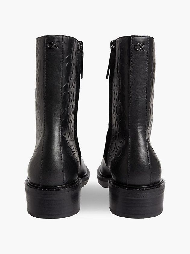 Black Calvin Klein Leather Heeled Women Boots | BLJR-23674