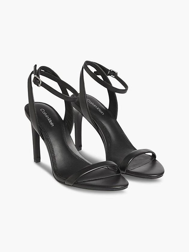 Black Calvin Klein Leather Heeled Women Sandals | TYCH-27513