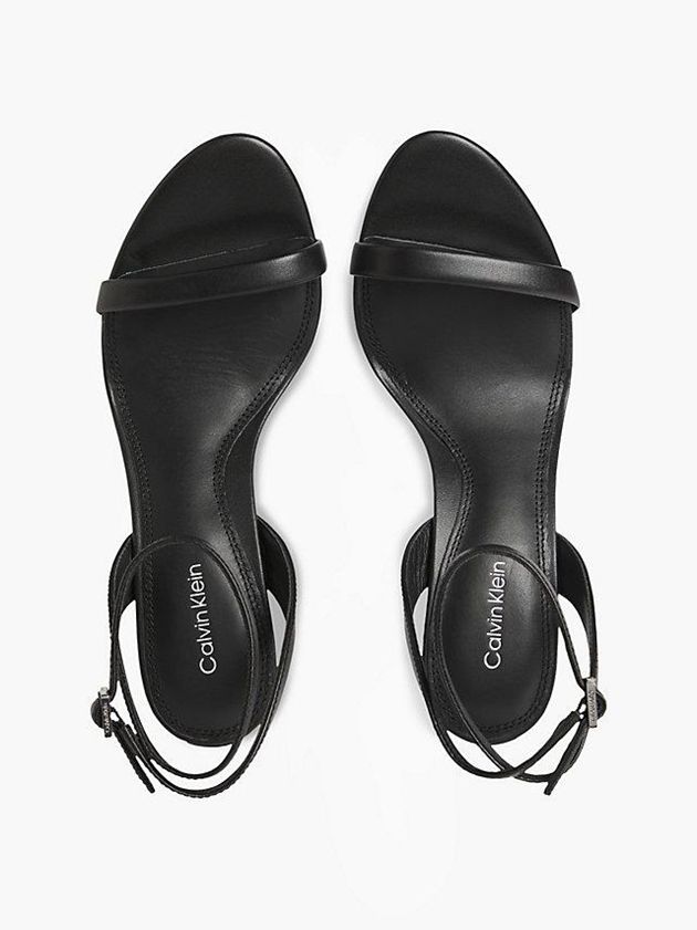 Black Calvin Klein Leather Heeled Women Sandals | TYCH-27513