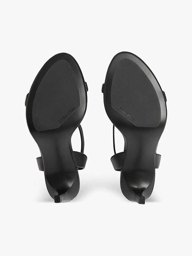 Black Calvin Klein Leather Heeled Women Sandals | TYCH-27513