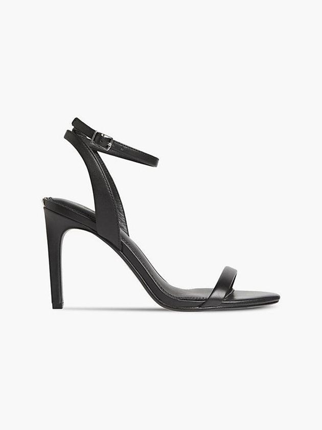 Black Calvin Klein Leather Heeled Women Sandals | TYCH-27513