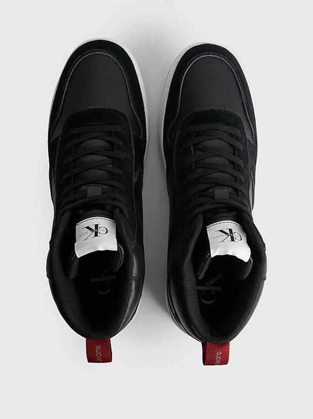 Black Calvin Klein Leather High-Top Men Sneakers | NWHY-29863