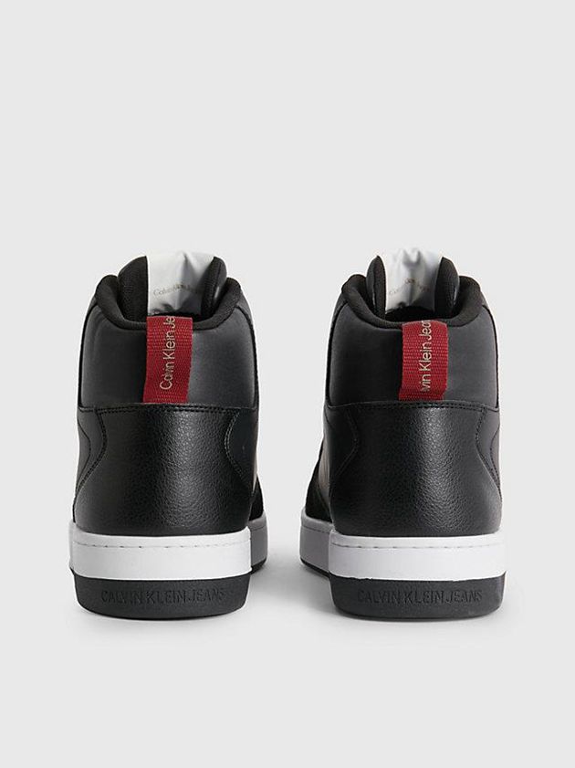 Black Calvin Klein Leather High-Top Men Sneakers | NWHY-29863