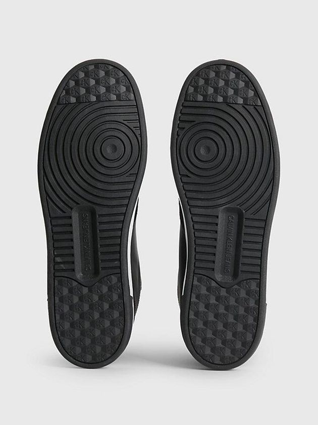 Black Calvin Klein Leather High-Top Men Sneakers | NWHY-29863