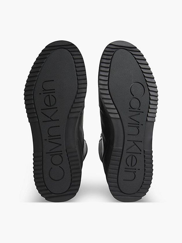 Black Calvin Klein Leather High-Top Men Sneakers | VMNW-37045