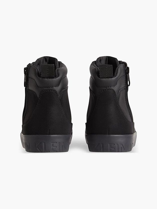 Black Calvin Klein Leather High-Top Men Sneakers | WNSB-73280