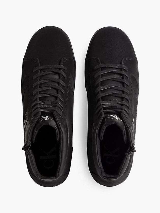 Black Calvin Klein Leather High-Top Men Sneakers | WNSB-73280