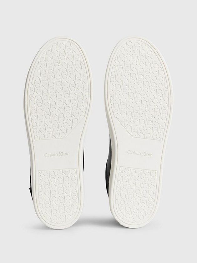 Black Calvin Klein Leather High-Top Men Sneakers | SROM-26459