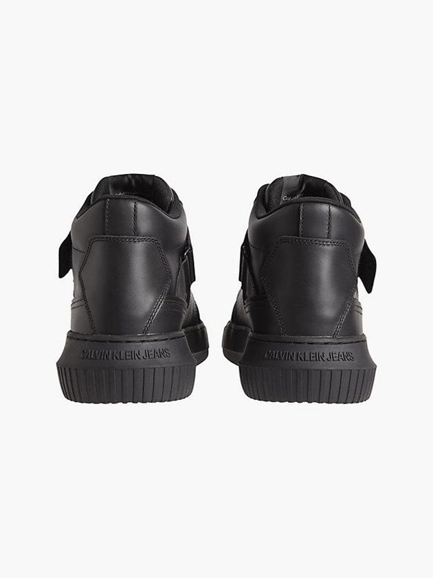 Black Calvin Klein Leather High-Top Men Sneakers | TZND-04536