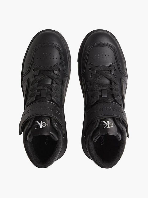 Black Calvin Klein Leather High-Top Men Sneakers | TZND-04536
