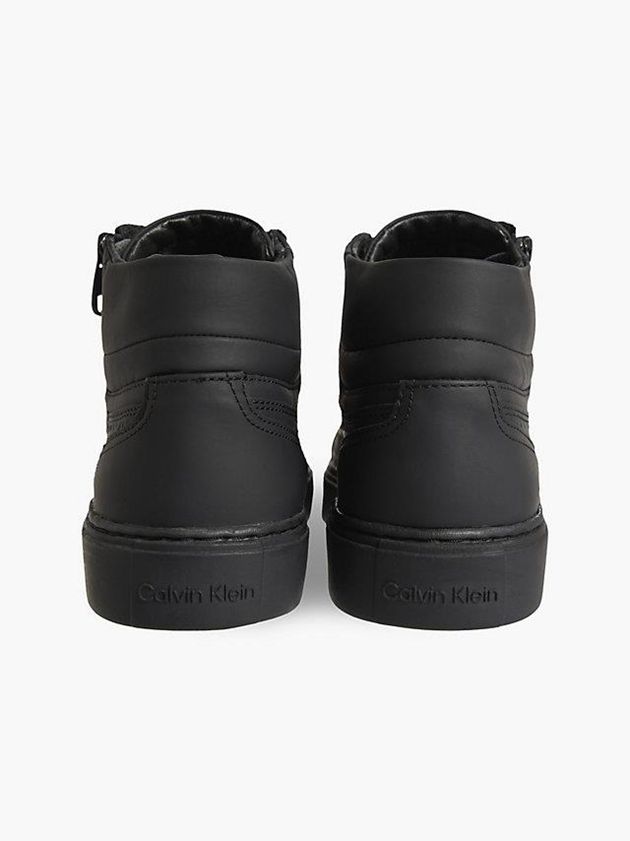 Black Calvin Klein Leather High-Top Men Sneakers | ZHTO-46298