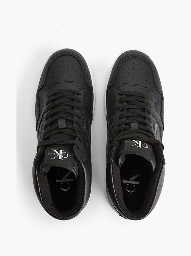 Black Calvin Klein Leather High-Top Women Sneakers | LYUD-30459