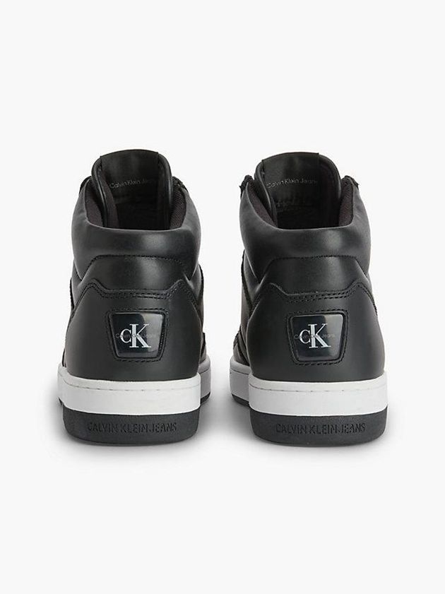 Black Calvin Klein Leather High-Top Women Sneakers | LYUD-30459