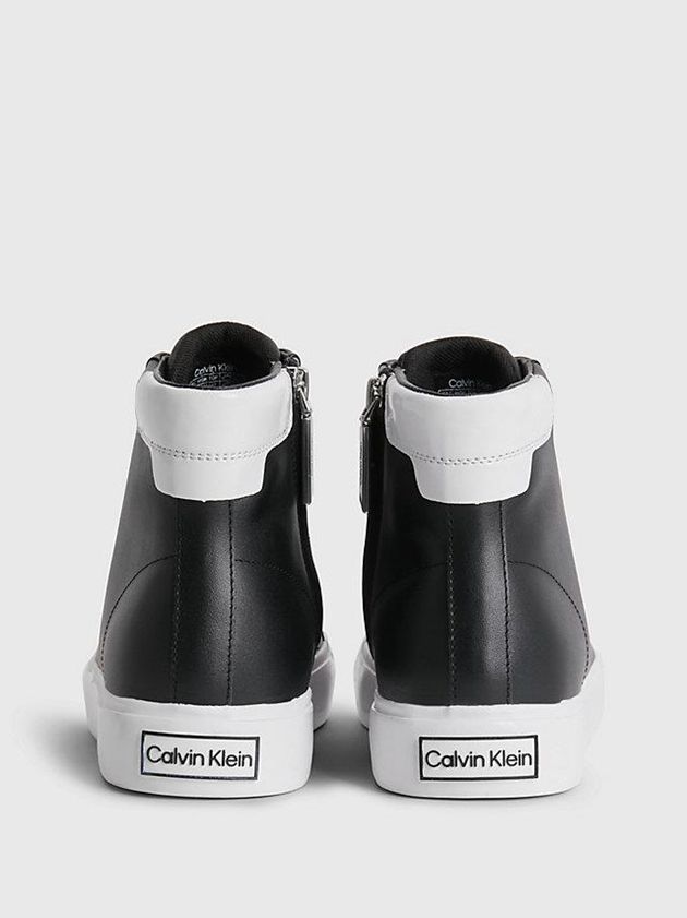 Black Calvin Klein Leather High-Top Women Sneakers | XEWT-19062