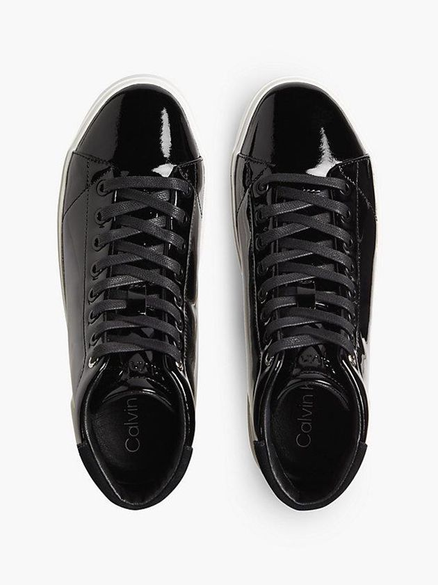 Black Calvin Klein Leather High-Top Women Sneakers | FVGT-14075