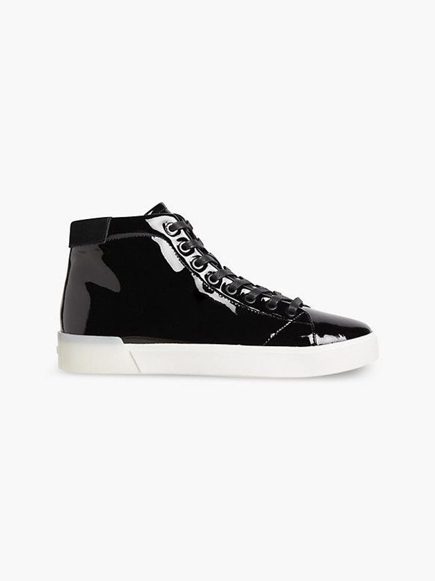 Black Calvin Klein Leather High-Top Women Sneakers | FVGT-14075