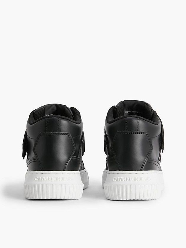 Black Calvin Klein Leather High-Top Women Sneakers | CXOJ-39561
