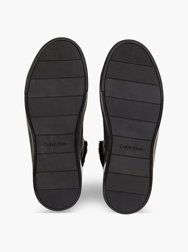 Black Calvin Klein Leather High-Top Women Sneakers | QIXT-72036