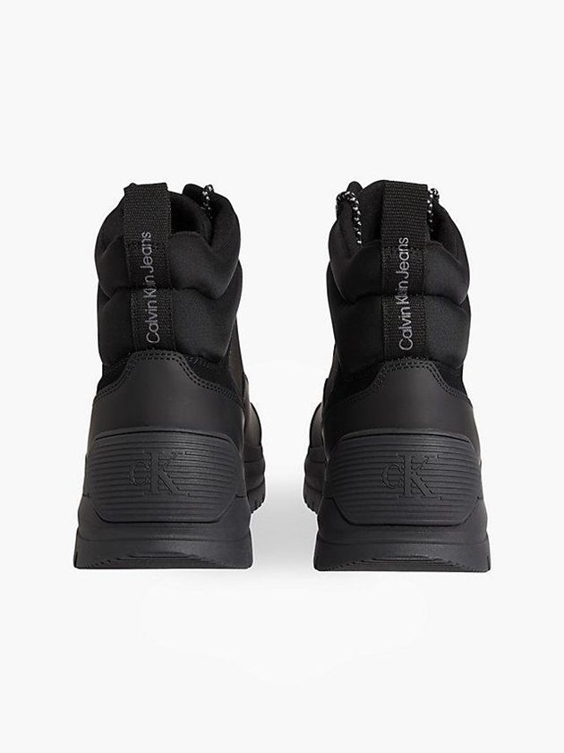 Black Calvin Klein Leather Hybrid Men Boots | ZWDY-20647