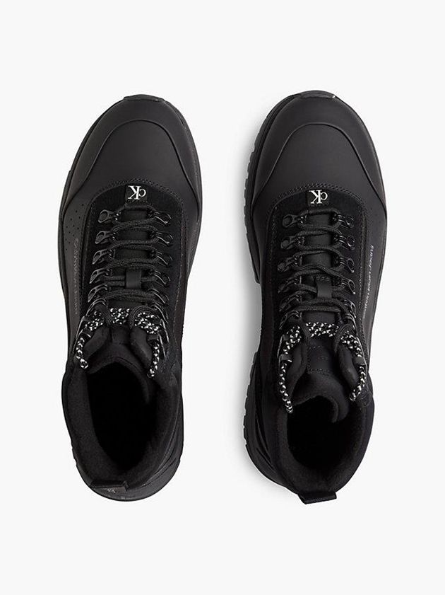 Black Calvin Klein Leather Hybrid Men Boots | ZWDY-20647