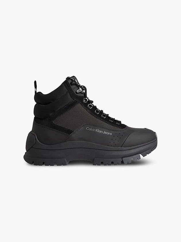 Black Calvin Klein Leather Hybrid Men Boots | ZWDY-20647