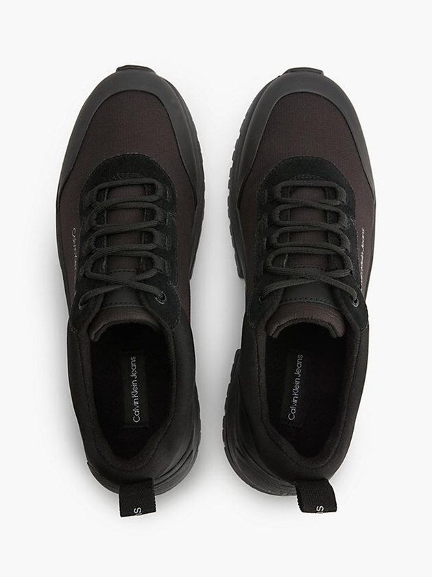 Black Calvin Klein Leather Hybrid Men Sneakers | EGMA-56028