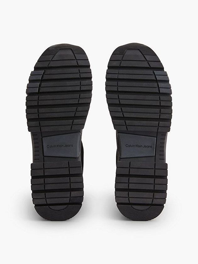 Black Calvin Klein Leather Hybrid Men Sneakers | EGMA-56028