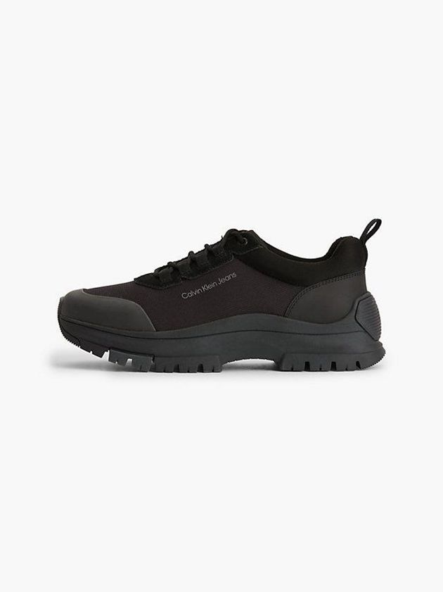 Black Calvin Klein Leather Hybrid Men Sneakers | EGMA-56028