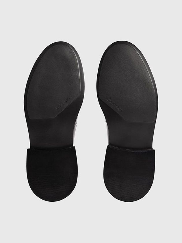 Black Calvin Klein Leather Lace-Up Men Slip On | HYTQ-58971