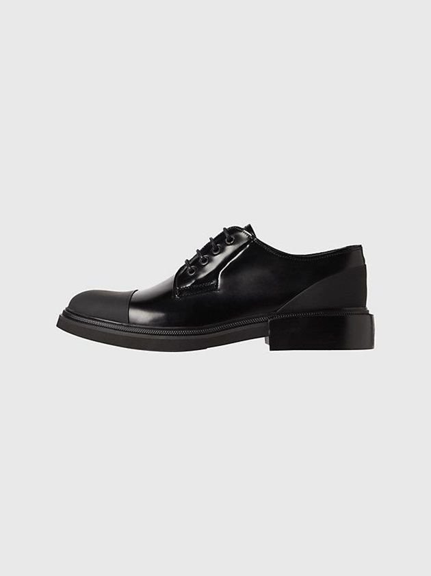 Black Calvin Klein Leather Lace-Up Men Slip On | HYTQ-58971