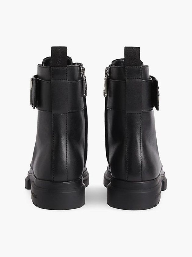 Black Calvin Klein Leather Lace-Up Women Boots | NIVP-10468