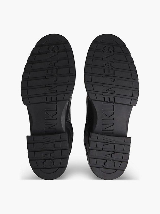 Black Calvin Klein Leather Lace-Up Women Boots | NIVP-10468