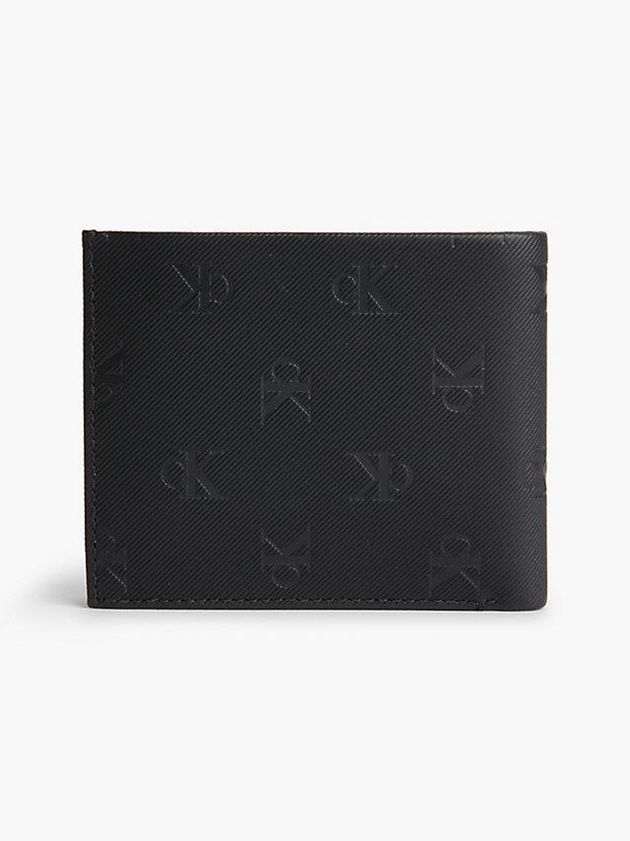 Black Calvin Klein Leather Logo Billfold Men Wallet | JIXW-89613