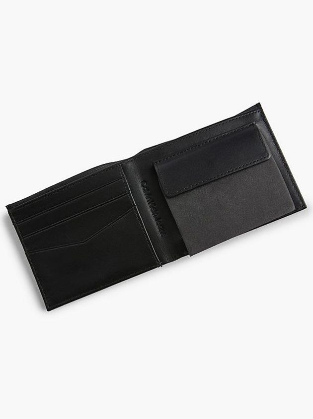 Black Calvin Klein Leather Logo Billfold Men Wallet | JIXW-89613