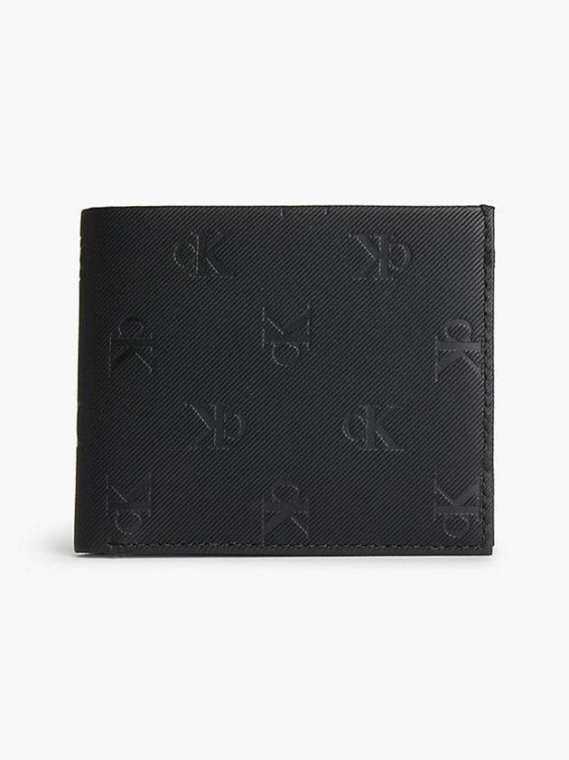 Black Calvin Klein Leather Logo Billfold Men Wallet | JIXW-89613
