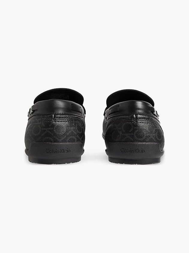 Black Calvin Klein Leather Logo Loafers Men Slip On | LAFK-59281