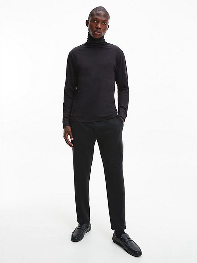 Black Calvin Klein Leather Logo Loafers Men Slip On | LAFK-59281
