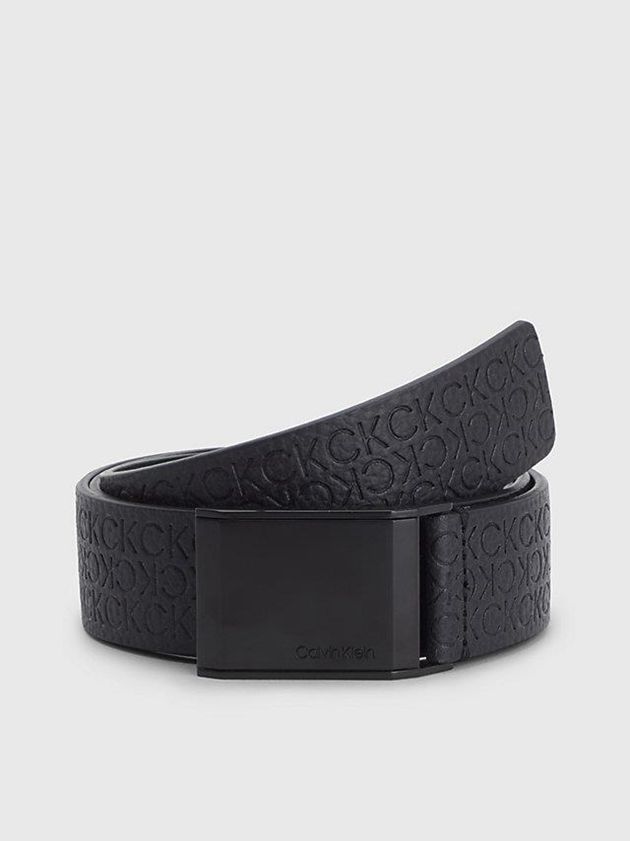 Black Calvin Klein Leather Logo Men Belt | TNOS-50613