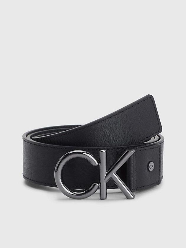 Black Calvin Klein Leather Logo Men Belt | XLZQ-87359