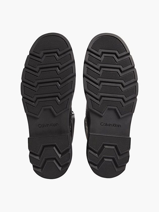 Black Calvin Klein Leather Logo Men Boots | DSLK-36857