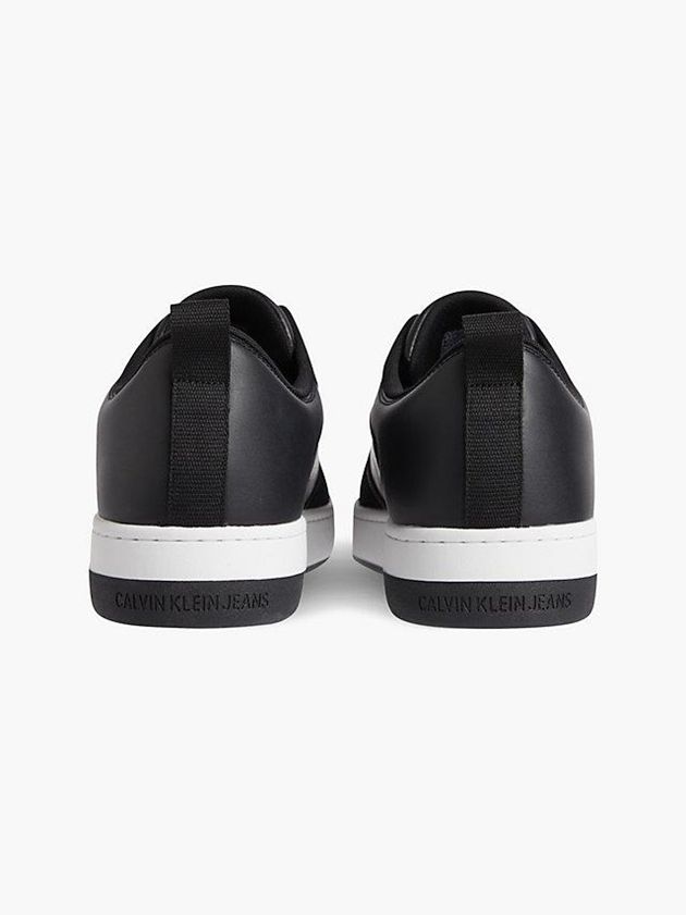 Black Calvin Klein Leather Logo Men Sneakers | GTJW-19054