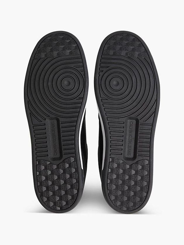 Black Calvin Klein Leather Logo Men Sneakers | GTJW-19054