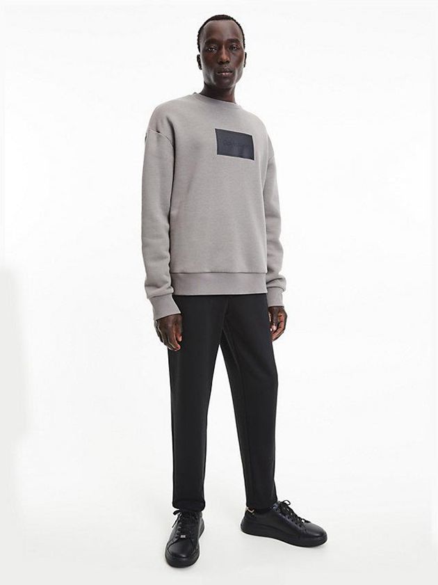 Black Calvin Klein Leather Logo Men Sneakers | ZIYG-32517