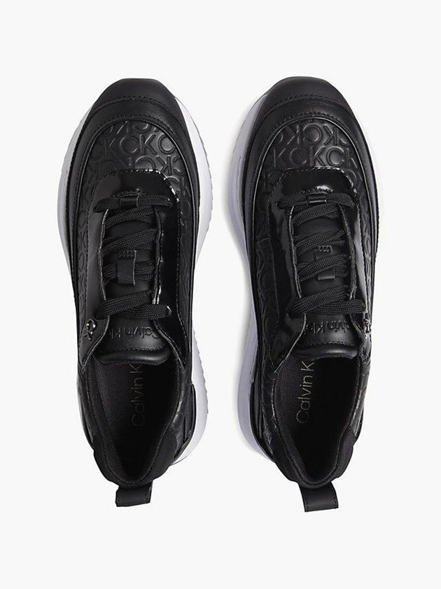 Black Calvin Klein Leather Logo Wedge Women Sneakers | GNFW-08647