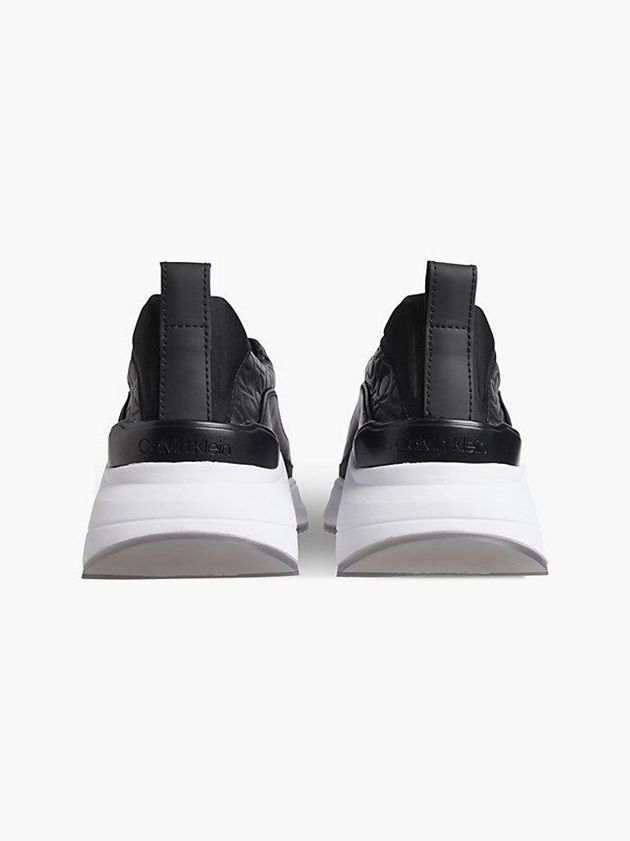 Black Calvin Klein Leather Logo Wedge Women Sneakers | GNFW-08647
