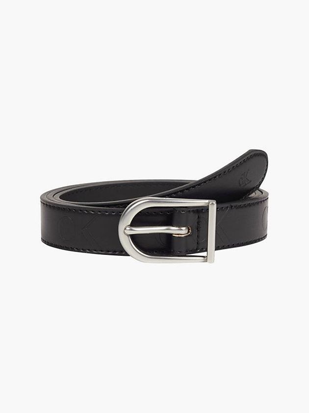 Black Calvin Klein Leather Logo Women Belt | JRFK-37462