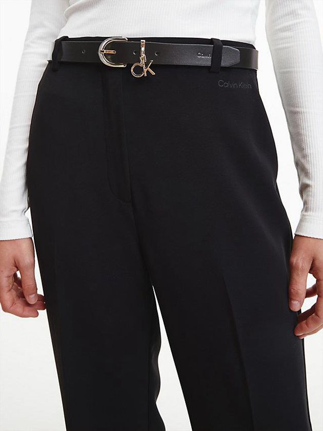 Black Calvin Klein Leather Logo Women Belt | LXRQ-97682